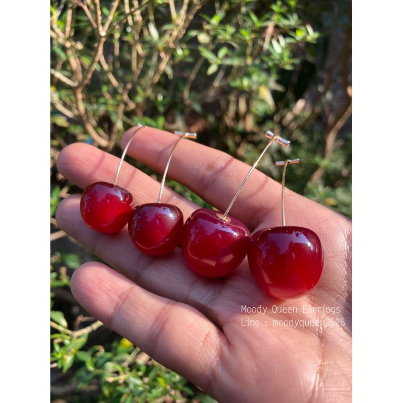 ต่างหูเชอรี่ 🍒 ต่างหูผลไม้ (มี 2 ขนาด 1.7/2.2 ซม.) พร้อมส่ง