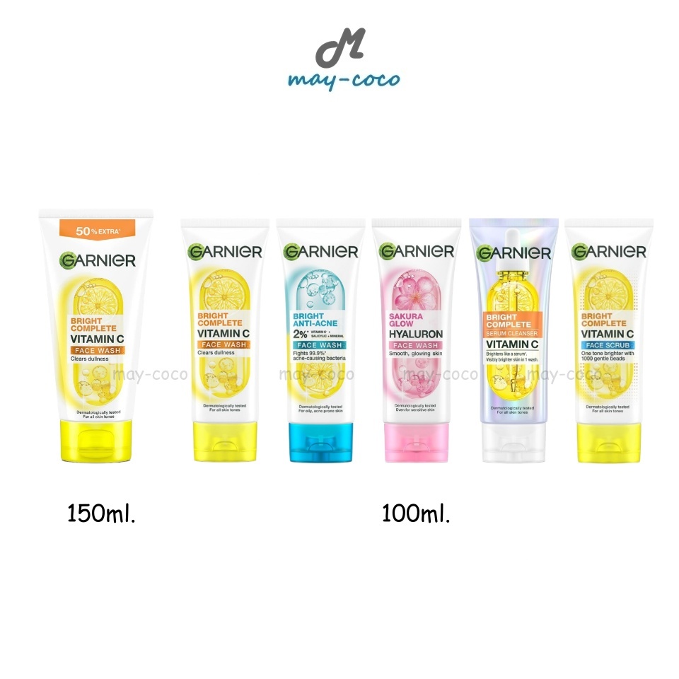 ถูก/แท้/มีไลฟ์ โฟมล้างหน้า Garnier Skin Naturals Bright Complete โฟม การ์นิเย่ ล้างหน้า ทำความสะอาดห