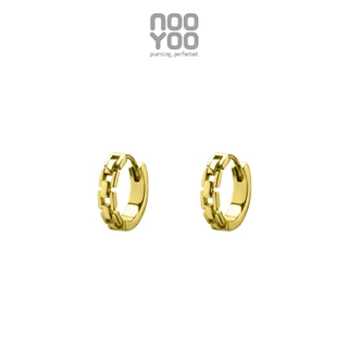 NooYoo ต่างหูสำหรับผิวแพ้ง่าย CoCr NF Chain Style Hoop (สีขาว/สีทอง)
