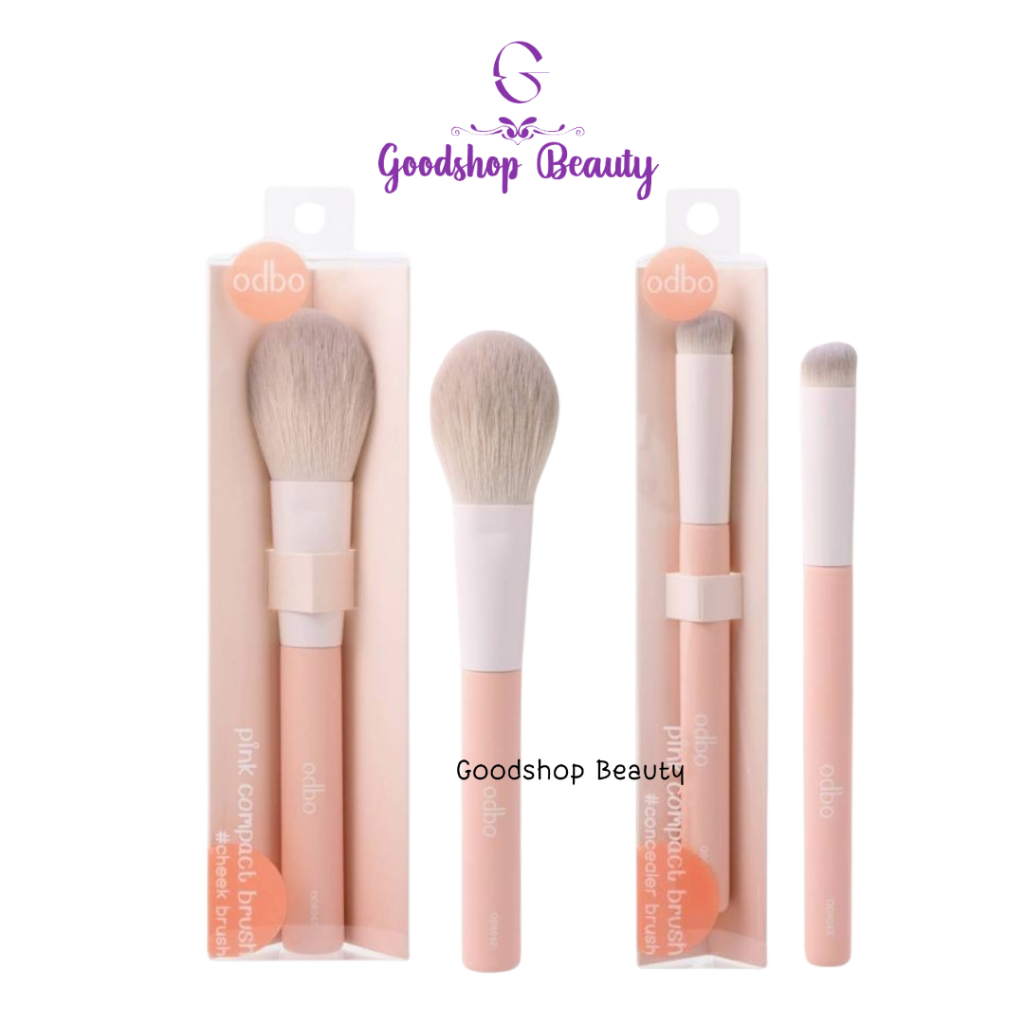 Odbo Pink Compact Brush (od8042-od8043) พิ้งค์ คอมแพค บรัช แปรงแต่งหน้า ขนแปรงนุ่ม
