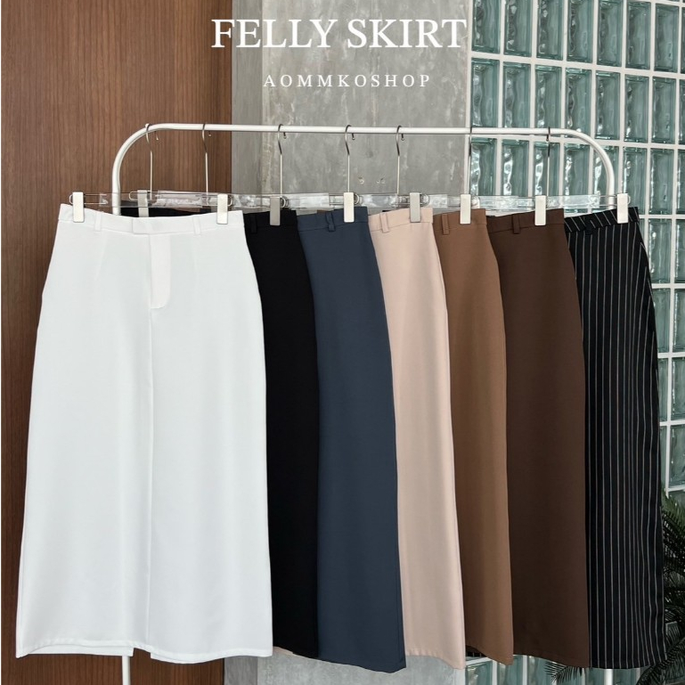 Felly Skirt กระโปรงยาวเอวต่ำ ผ่าหลัง งานSize S-2XL (ผ้าเปเป้) AOMMKOSHOP - K555