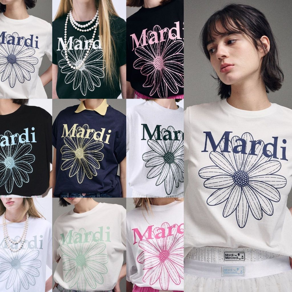 (พร้อมส่งจากไทย) MARDI MERCREDI T-shirt เสือยืดนำเข้าจากเกาหลี ของแท้ จัดส่งสินค้าทุกวัน