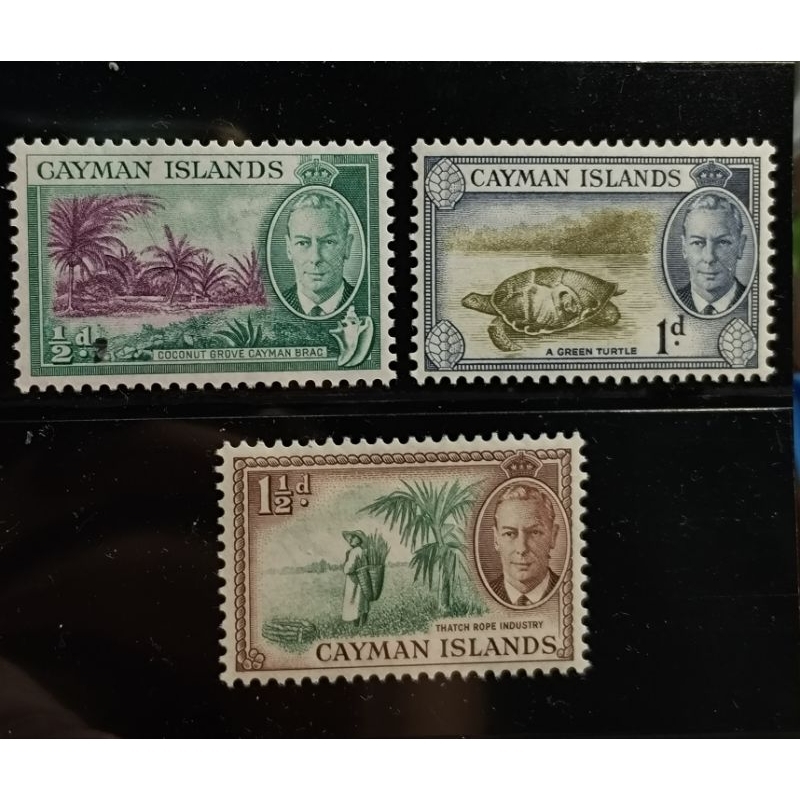 💥 CAYMAN ISLANDS 1938-1950 King George VI Mixed Set Of 3 MNH