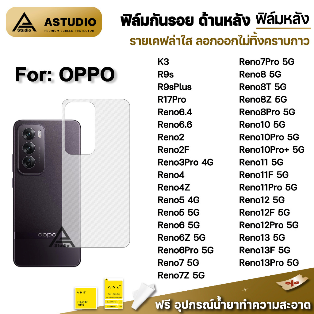 ฟิล์มหลัง เคฟล่า For OPPO Reno13 F Reno13Pro Reno12 Pro Reno12F Reno11 Pro Reno10 Reno8 T Reno7 Reno6 Reno5 ฟิล์มกันรอย