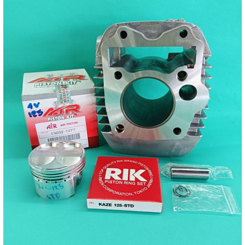 ชุดเสื้อสูบ W125 บังลม ลูกคาเซ่ 56-57-59 พร้อมหลบวาล์ว 4 วาล์ว W125 วาล์ว 19/22