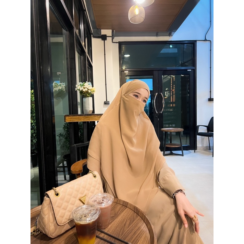 khimar(ผ้าคลุมชีฟองสวมสองชั้นปิดหน้าในตัวทรงฝรั่งเศษอาหรับ)