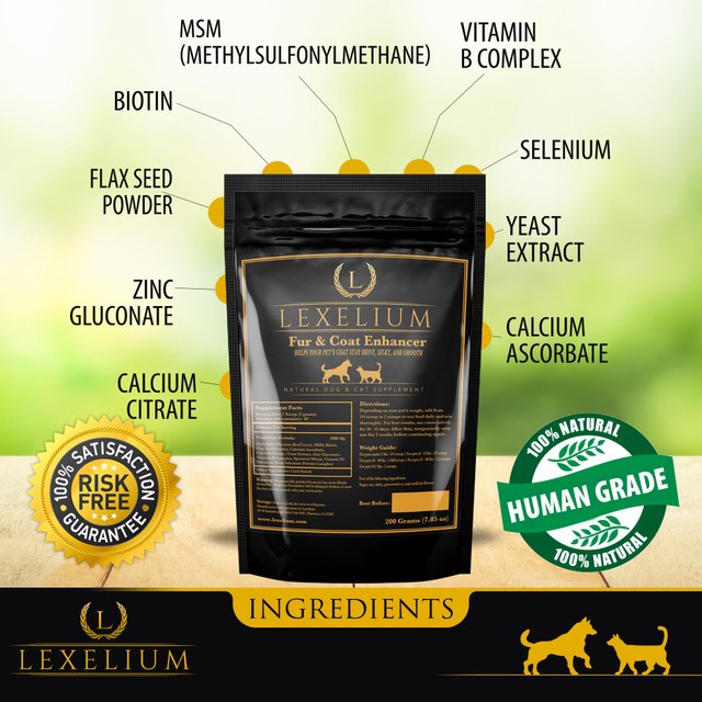 LEXELIUM Fur & Coat Enhancer สำหรับสุนัขและแมว ขนาด 200 g.