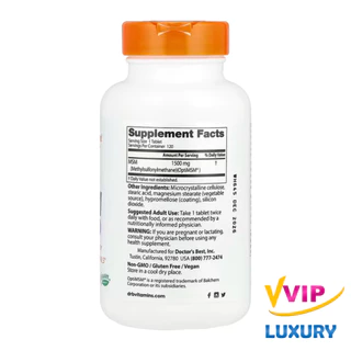 exp12/2026 Doctor's Best MSM with OptiMSM 1,500 mg 120 Tablets บำรุงข้อเข่าเสื่อม