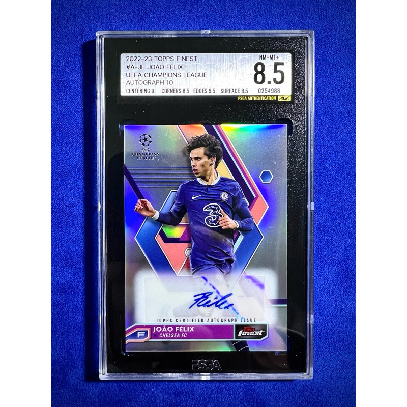 การ์ดเกรดลายเซ็นนักเตะ Joao Felix Topps Finest UEFA Champions league 2022-23 เกรด PSGA ได้คะแนน 8.5