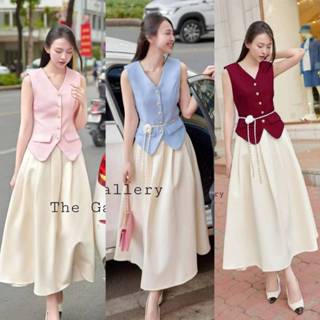[(พร้อมส่ง)] The gallery13 14 ชุดเซ็ตเสื้อ+กระโปรง+เข็มขัดKN…