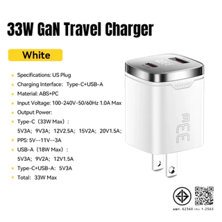 Essager 33W GaN จอแสดงผลดิจิทัล USB Typ C ที่ชาร์จเดินทาง PPS PD QC ชาร์จเร็ว 3.0 ชาร์จเร็ว ที่ชาร์จสําหรับ Samsung B02