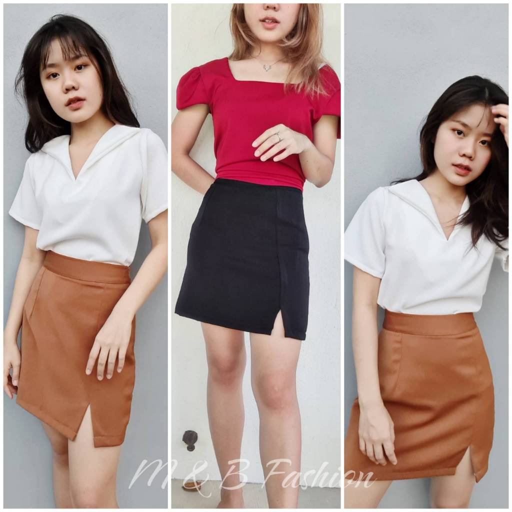 💣กระโปรงทรงเอผ่าหน้าซิปข้างกระโปรงนักศึกษาSS-4XL 📍รุ่นไม่มีซับใน❗