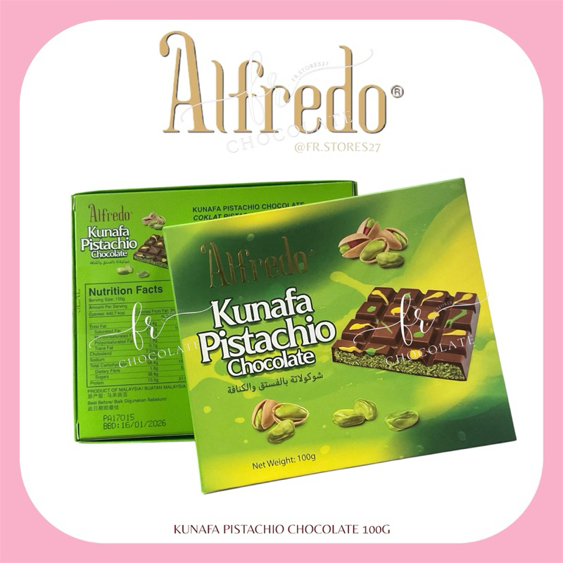 Alfredo kunafa pistachio chocolate 100G.
