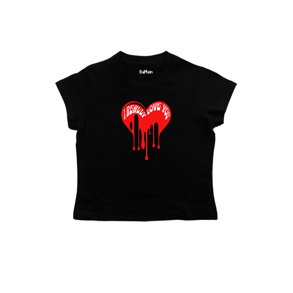 chicchi.cshop I เสื้อยืด baby tee ลาย love you พร้อมส่ง ผ้าcotton100%