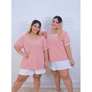 [ ส่งฟรี 🔥 ] เสื้อสีชมพู เสื้อสีชมพูคนอ้วน เสื้อสาวอวบพลัสไซ…