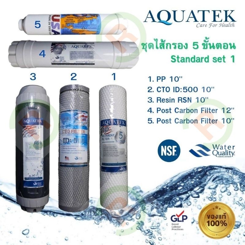 ไส้กรองน้ำ 5 ขั้นตอน Aquatek ตรงรุ่น (รับประกันคุณภาพ) ของแท้ส่งตรงจากโรงงานผลิต