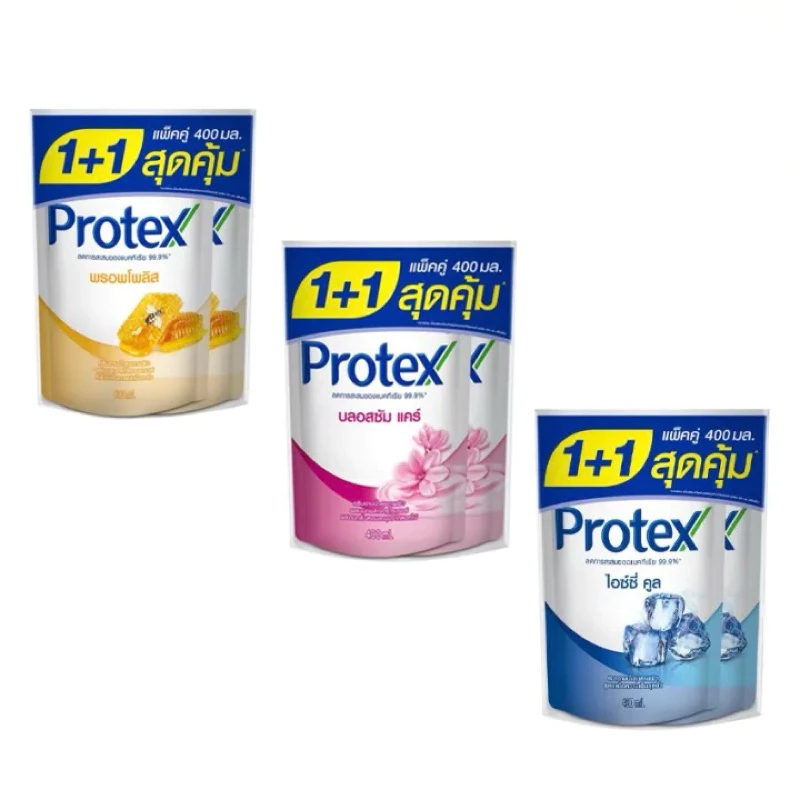 [1+1 สุดคุ้ม] โพรเทคส์ ครีมอาบน้ำ 400 มล. 2 ถุง Protex Liquid soap Refill 400ml x2
