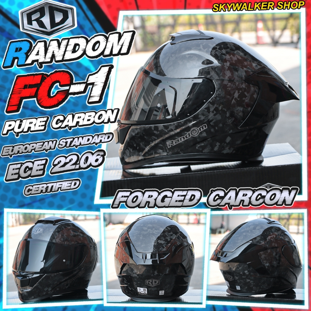 หมวกกันน็อค RD Helmet รุ่น FC-1 Carbon แท้100% 2025ทรงสปอร์ต มาตรฐาน ECE22-06 คาร์บอนลายหินอ่อน