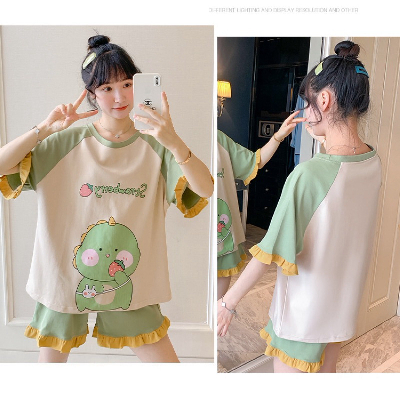 ชุดนอนลายการ์ตูน สไตล์เกาหลีน่ารัก เสื้อแขนสั้น กางเกงขาสั้น❤️ ชุดนอนผู้หญิง พร้อมส่ง ฟรีไซส์ ราคา ถูกที่สุด ดีลบีเคเค แกลเลอรีภาพที่ 5