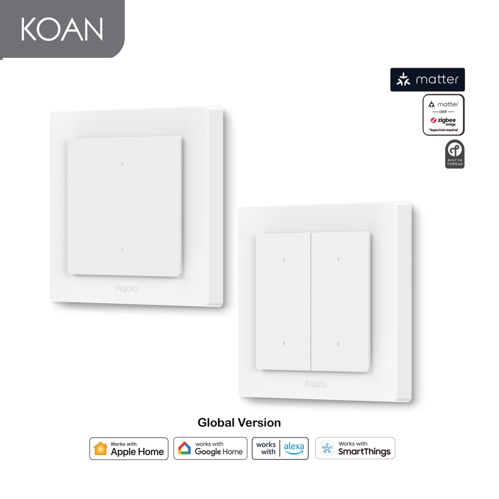 Aqara - Light Switch H2 EU (2buttons, 1 Channels) , (4 buttons, 2 Channels) สวิตช์อัจฉริยะ