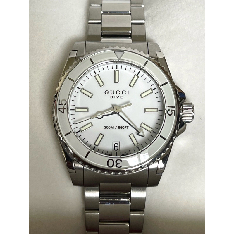 GUCCI Dive YA136402 136.4 32mm White Dial Women's Quartz Watch