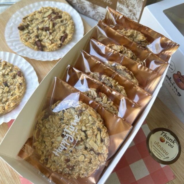 คุกกี้ข้าวโอ๊ตคลีน👍 ::ไร้แป้ง::ไร้น้ำตาล โปรตีนสูงคุมน้ำหนัก ((กล่องขาว 8ชิ้น))