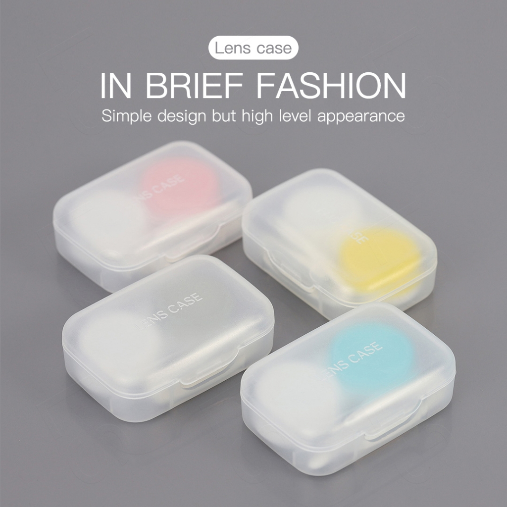 Magister ตลับคอนแทคเลนส์ กล่องใส่เลนส์ คลิปพกพา Contact Lens Case สีชมพู/เทา