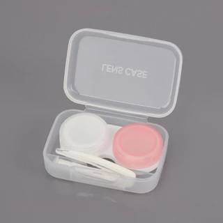 Magister ตลับคอนแทคเลนส์ กล่องใส่เลนส์ คลิปพกพา Contact Lens Case สีชมพู/เทา