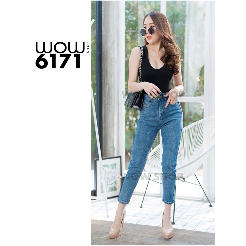 มีไซส์ S-XXL📍WOW6171 ทรงบอย ผ้ายีนส์ยืดผสม เก็บทรงเก็บหุ่น - รูปที่ 2