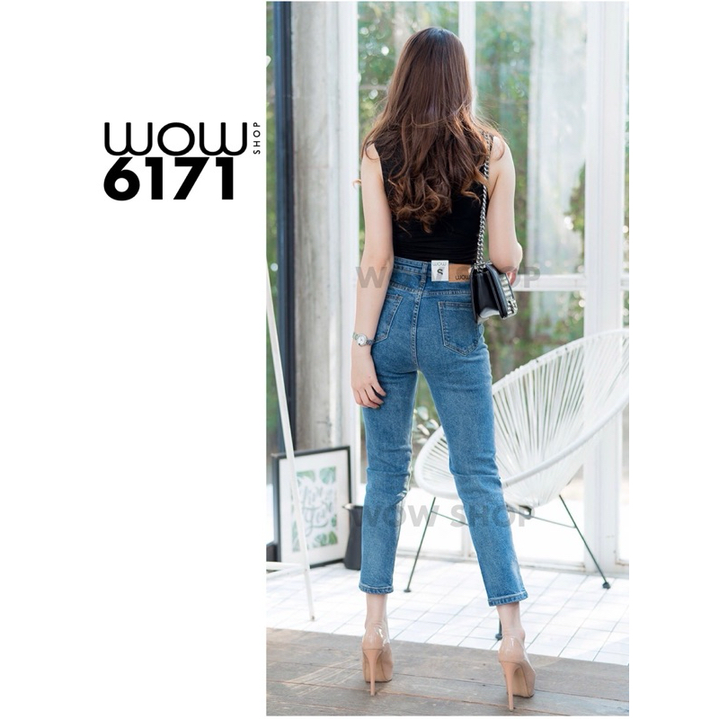 มีไซส์ S-XXL📍WOW6171 ทรงบอย ผ้ายีนส์ยืดผสม เก็บทรงเก็บหุ่น - รูปที่ 4