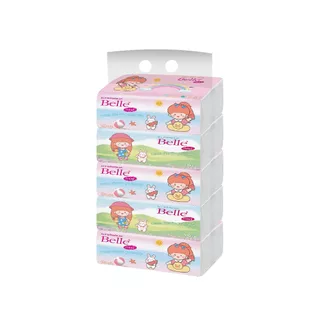 Belle Facial Soft Pack 170's P.5 (Doll) กระดาษเช็ดหน้าเบลล์ ซอฟท์แพค 170 แผ่น แพ็ก 5 (ลายตุ๊กตา)