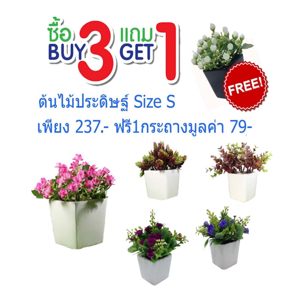 ต้นไม้ประดิษฐ์ ไซค์ S ซื่้อ 3 แถม 1 เพียง 237.-
