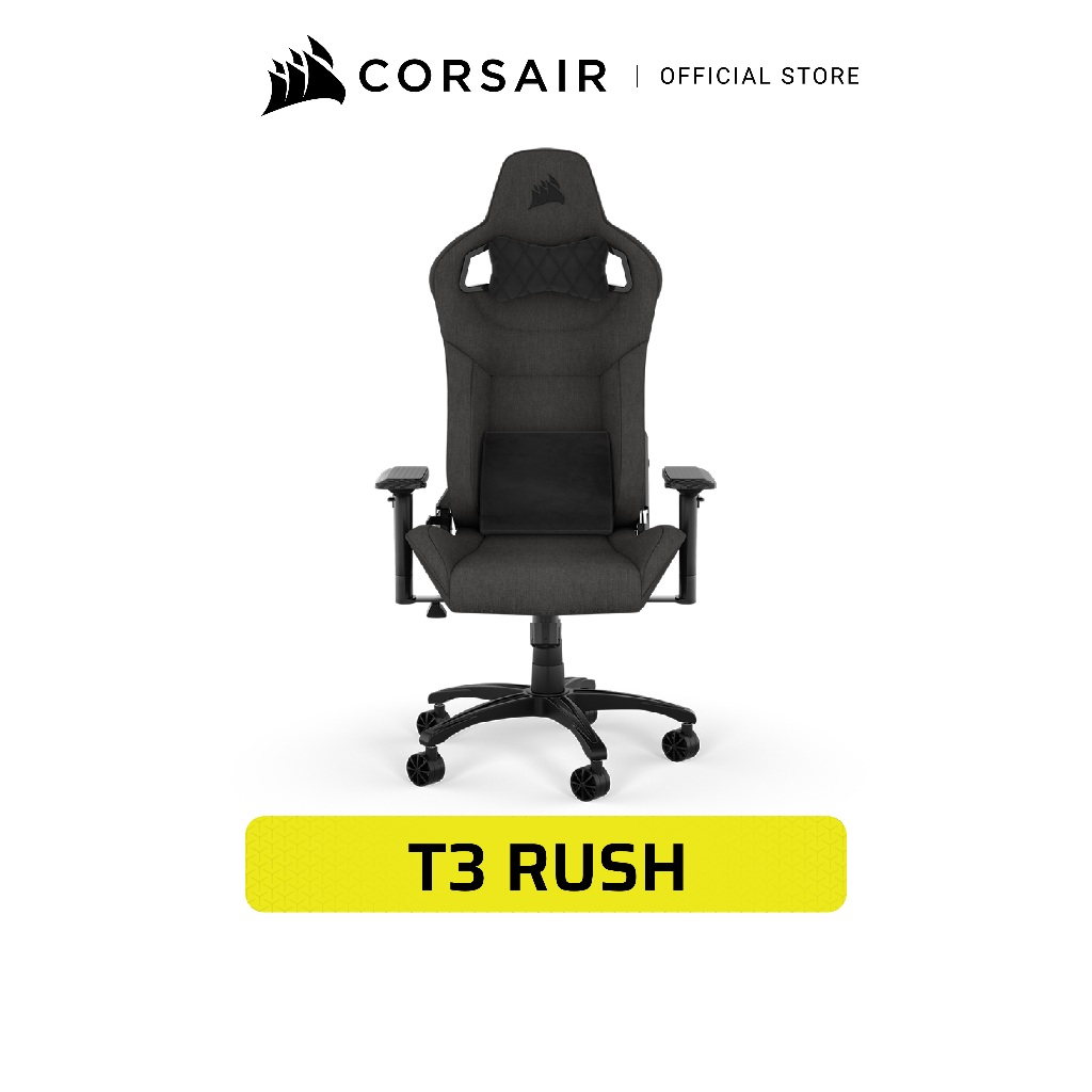 CORSAIR Chair T3 RUSH Gaming Chair — Charcoal - เก้าอี้เกมมิ่ง ผ้า สีเทาเข้ม