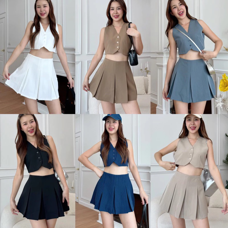 BEMYCHIC กระโปรงเทนนิสซับในผ้าในตัว กระโปรงกางเกงY2K รุ่น Paris skirt