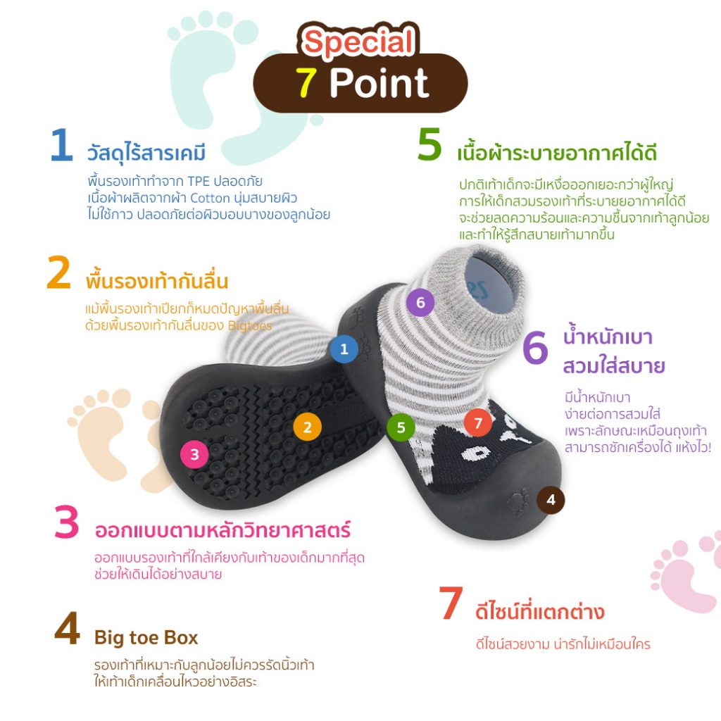 Bigtoes - รองเท้าหัดเดิน ลาย Bear Black รองเท้าเด็ก 6-24 เดือน - รูปที่ 3
