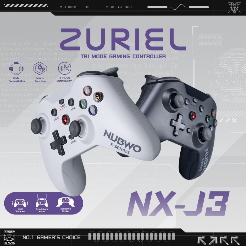 Nubwo Joy Trimode Gaming Controller Zuriel NX-J3   รองรับการเชื่อมต่อ 3 โหมด Bluetooth 5.1 / Wireless 2.4 GHz และสาย US