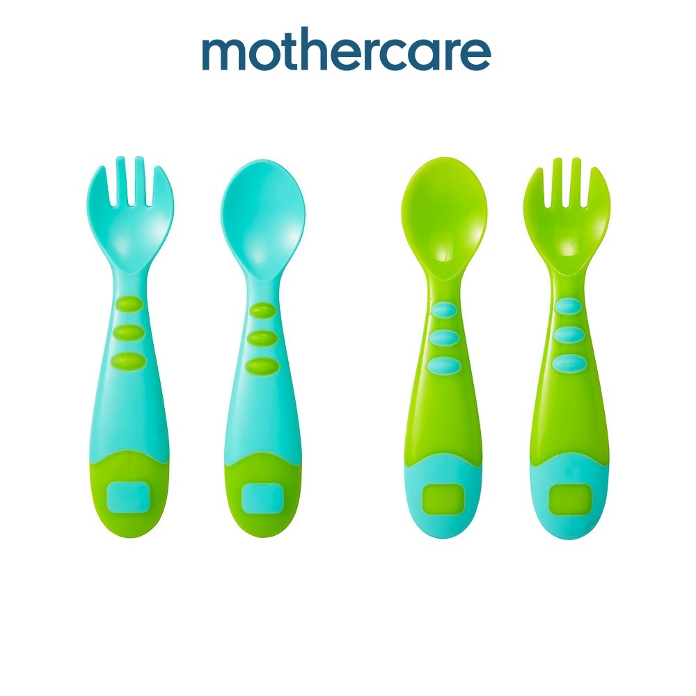 ชุดช้อนส้อมเด็ก Mothercare easy grip spoon and fork set - 4 pieces - blue PB855