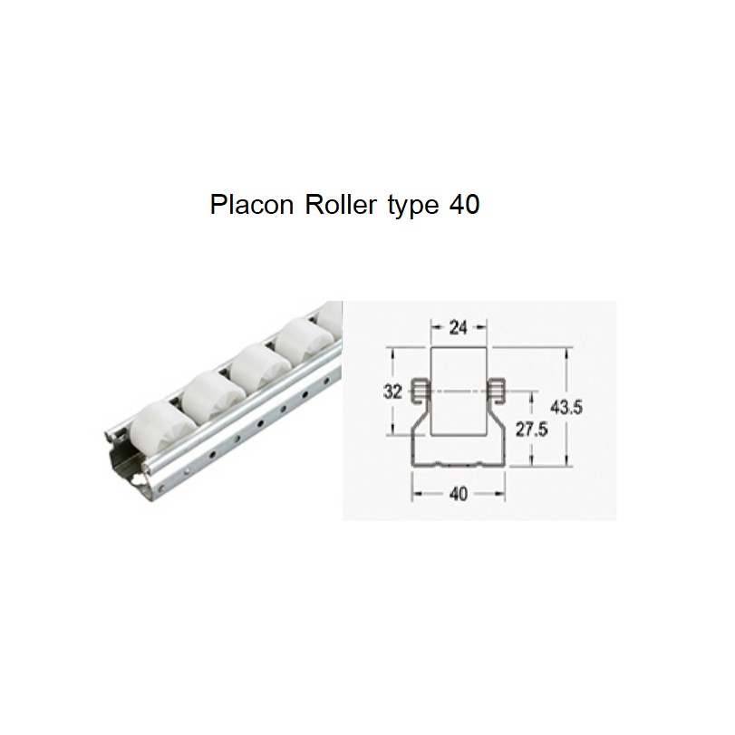 ลูกกลิ้งพร้อมราง หน้า40, placon roller 40 ราคาถูก