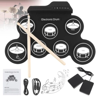 กลองชุด 7ชิ้น Electric Drum กลองชุด กลองไฟฟ้า ทำจากซิลิโคนคุณภาพดี ขนาดบางพกพาได้ง่าย กลองชุดเด็ก เหมาะสำหรับผู้เริ่มต้น