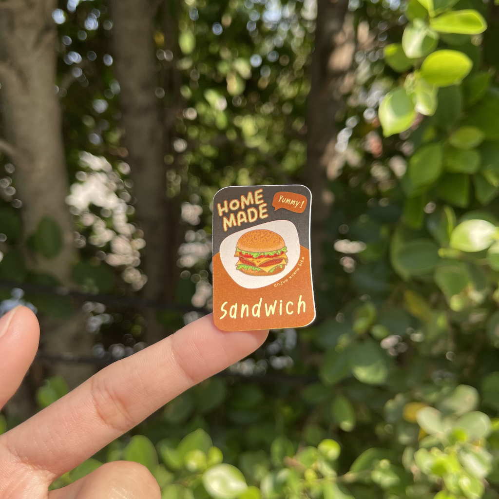 สติกเกอร์เบเกอรี่ สติกเกอร์ขนม Bakery ติดขนม บราวนี่ แซนวิช คุกกี้ เบอร์เกอร์ ครัวซองต์ B22