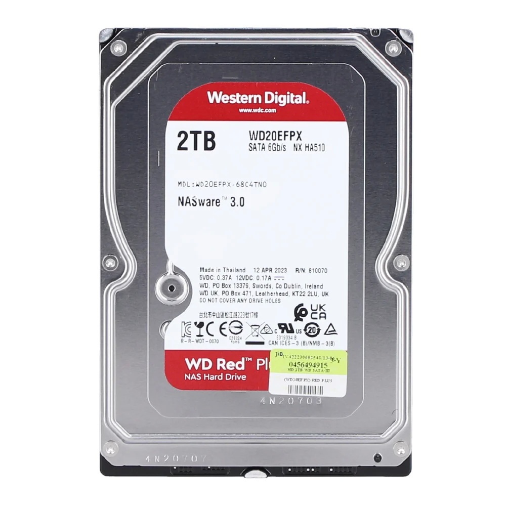 2TB 3.5 INCH HDD (ฮาร์ดดิสก์ 3.5 นิ้ว) WD RED PLUS - 5400RPM SATA3 (WD20EFPX)