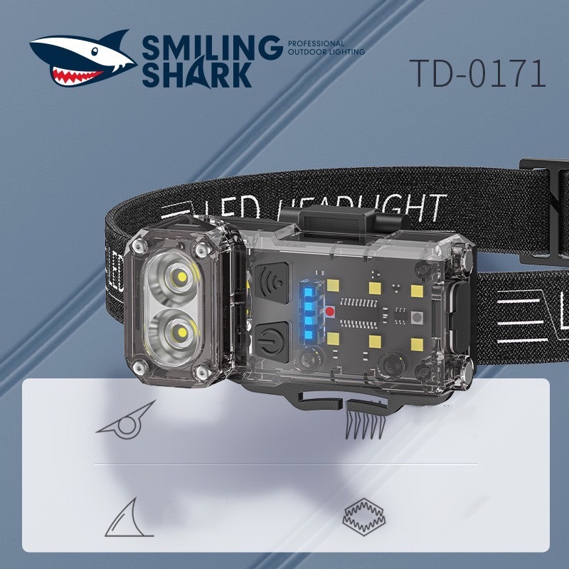 SmilingShark TD0171 ไฟฉายคาดหัว led ไฟฉาย ไฟหน้ามินิ ไฟฉายพวงกุญแจ COB ด้วยแม่เหล็ก Type-C ชาร์จใหม่