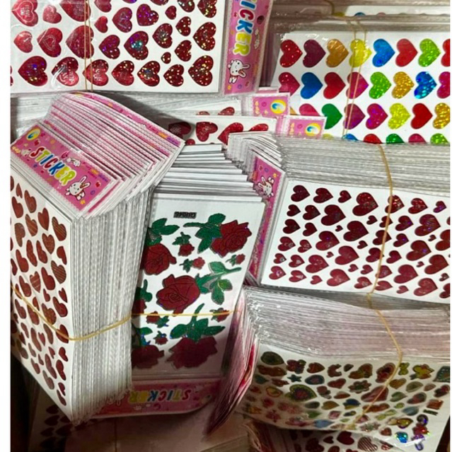 พร้อมส่ง สติ๊กเกอร์หัวใจ วาเลนไทม์ คละลาย ขนาด 10*16cm