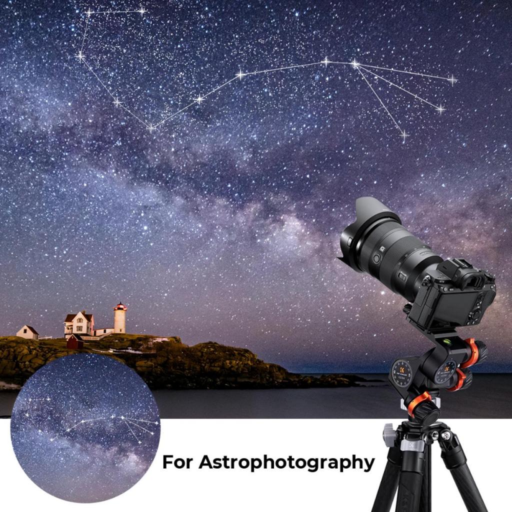 หัวบอลขาตั้งกล้องแบบ3ทาง K&F 3-Way Geared Tripod Head, High-Precision Fluid Head (KF31.047)