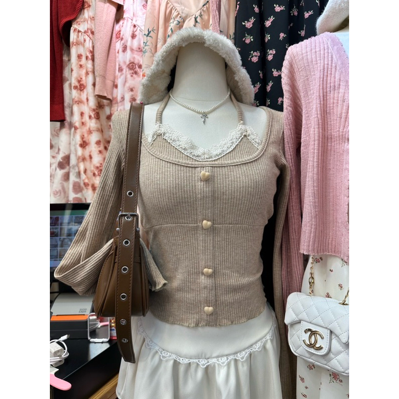 เสื้อไหมพรมสายเดี่ยวน่ารัก