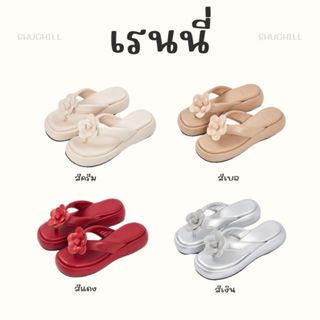 (พร้อมส่งส่งไว) รองเท้าส้นตึกหูคีบดอกไม้ 