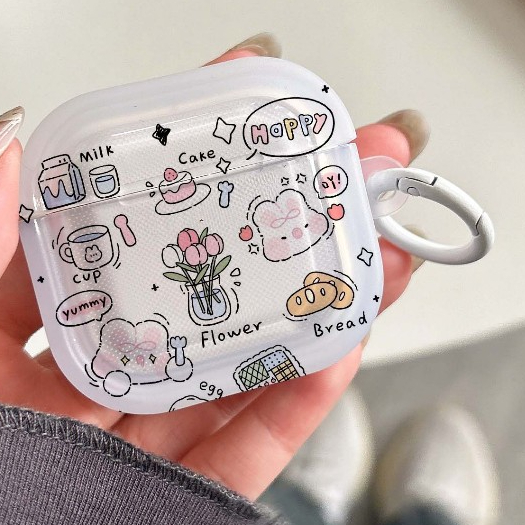 จัดส่งจากกรุงเทพ AirPods 4 Pro2 Pro 3 2 1 cuteพิมพ์กราฟิกน่ารัก Case insสไตล์ กรณีปลอกสําหรับ AirPods gen3 TPU Matte