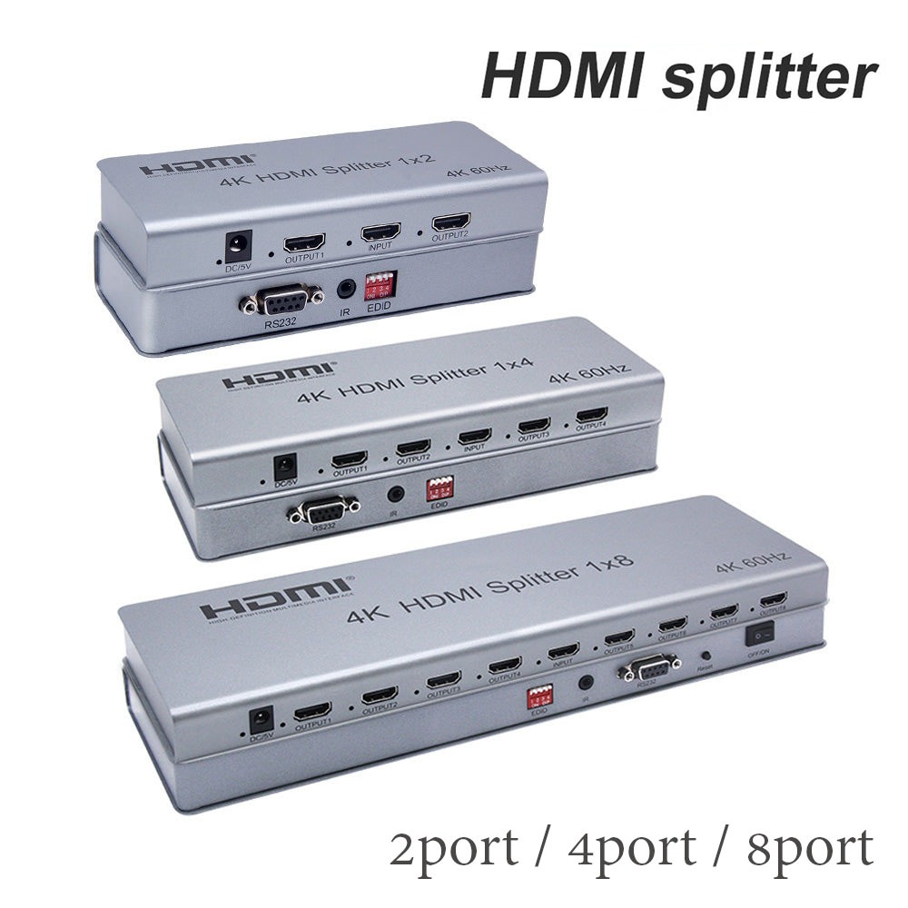 HDMI 2.0 Splitter 1x2 / 1x4 / 1x8 HDCP 2.2 with 4K 60Hz HDR 3D Video