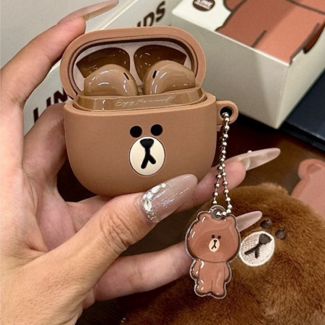 ลายหมีบราวน์พร้อมส่งค่ะ ✅เซทหูฟังบลูทูธไร้สาย พร้อมอุปกรณ์อื่นๆ