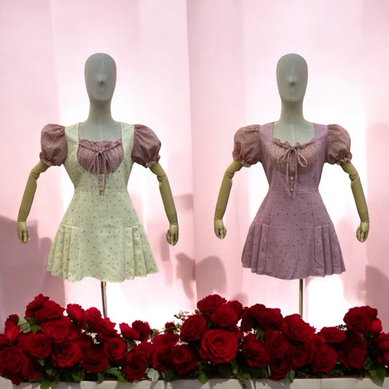เดรสยีนส์แท้ลายดอกสวยๆ มีหลายแบบคอกป คอเจ้าหญิง งานป้ายYoko closet
